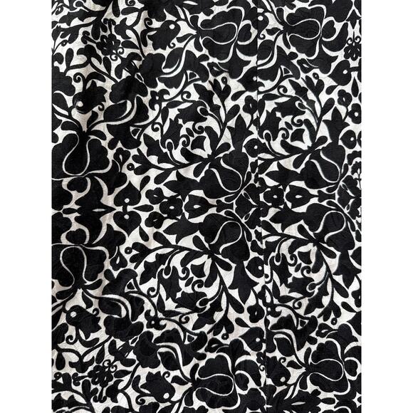 Tory Burch Monochrome Silk-Blend Shift Dress‎ Black/White Florals Size 6 - Picture 10 of 11